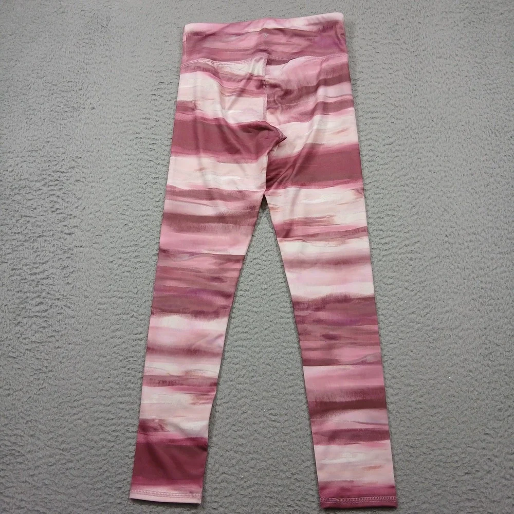 Old Navy Active Leggings Girls L 10–12 Pink Stripe‎ Go-Dry Athletic